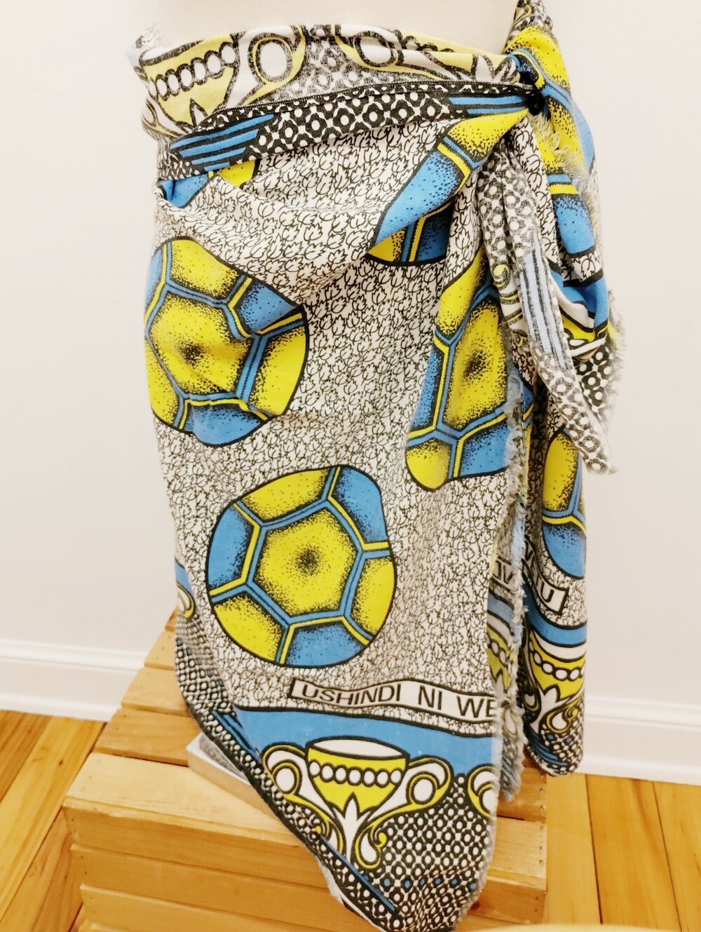 TRUE VINTAGE Soccer Sarong Cotton Katenge Wrap Swim Towel Pareo Scarf